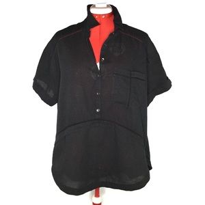 Free People Boho Black Short Sleeve Top Size Small